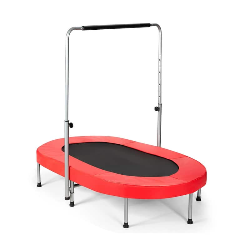 Large Dual-Person Trampoline with Foam-Padded Handle and Sturdy Steel Frame Fun Jumping for Kids - Red