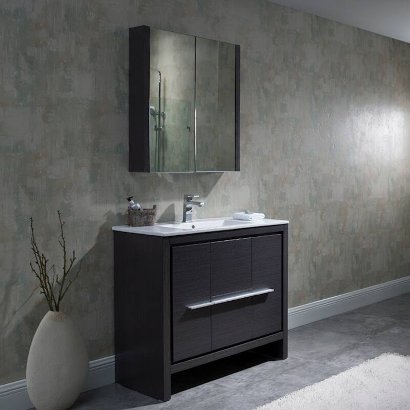 Solid Wood Bathroom Vanity with Mirror Medicine Cabinet