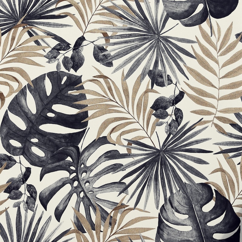 Jungle Wall Black and Gold Vinyl Wallpaper - 20.8 in. W x 33ft L - Double Roll