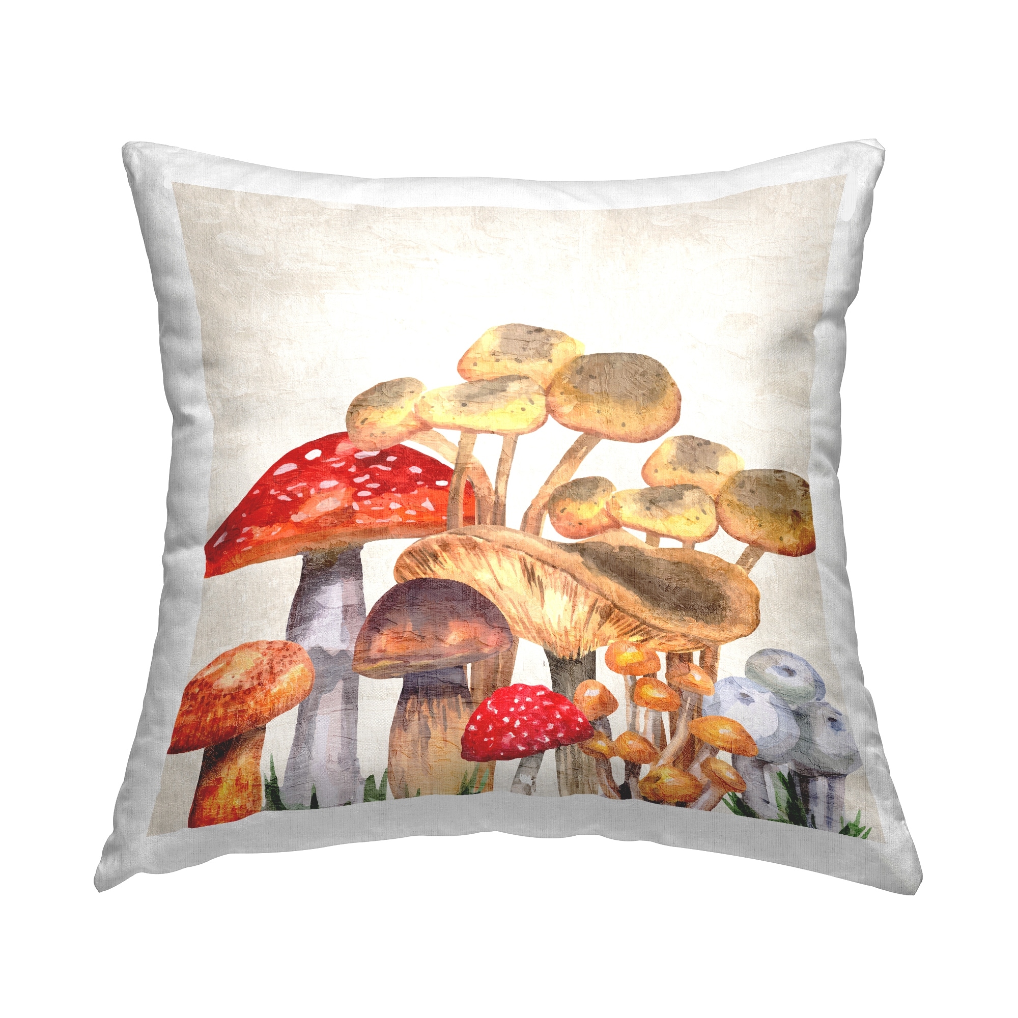 Stupell Mixed Woodland Mushrooms Printed Throw Pillow by Kim Allen