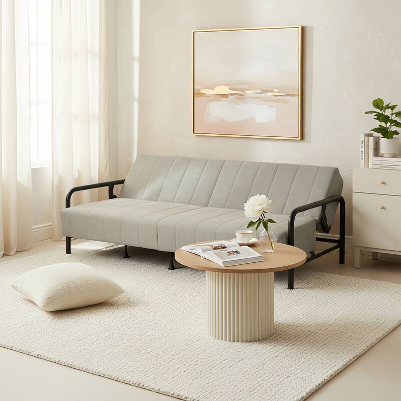 HOMYLIN Convertible Sofa Bed with Metal Frame & Linen Upholstery