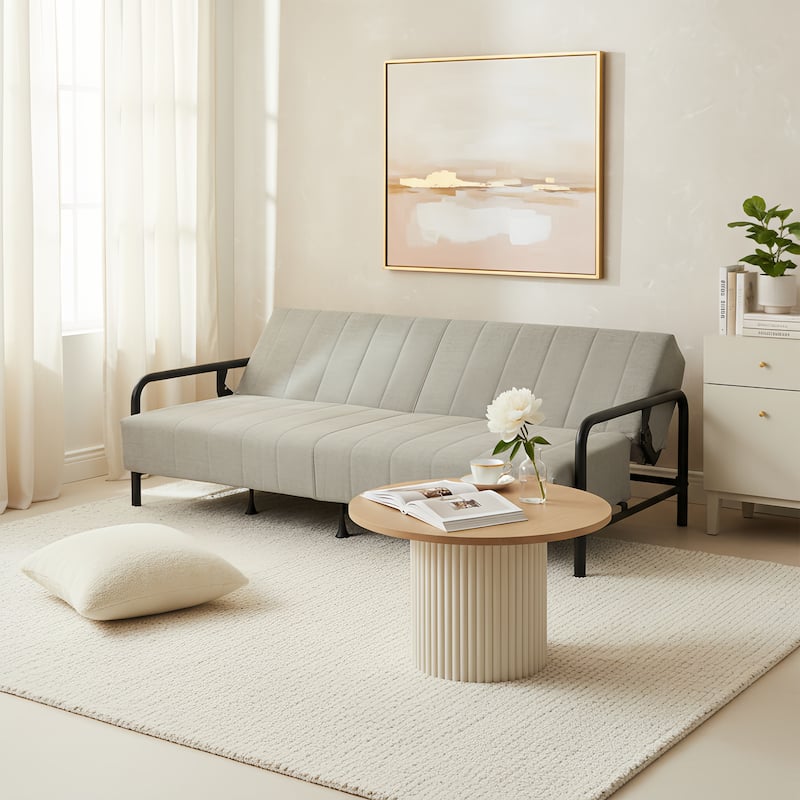 Homy Casa Modern Convertible Sofa Bed, Metal Frame Futon Couch Living