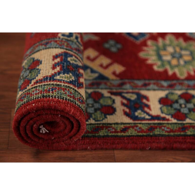 Red Kazak Foyer Rug Hand-Knotted Wool Carpet - 2'9" x 4'0"