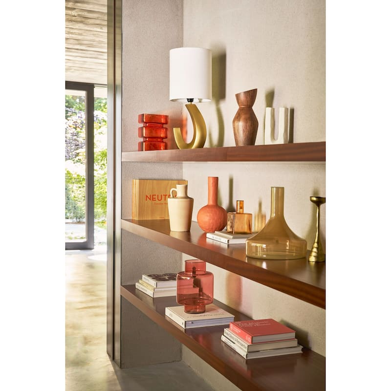 Glass Floral Standing Vase - 10.5" - Peach Pink