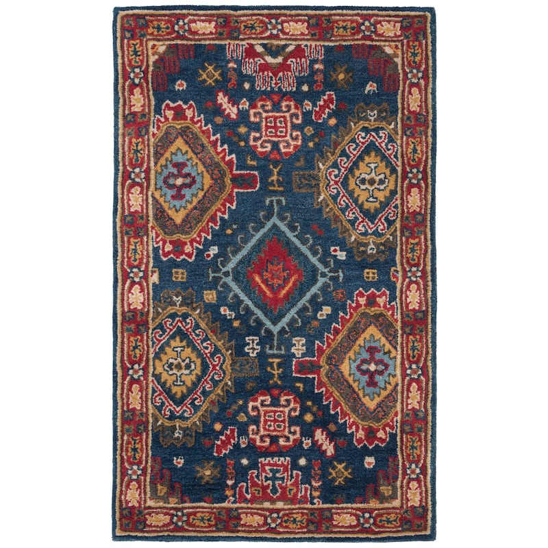 SAFAVIEH Handmade Heritage Charleston Traditional Oriental Wool Rug - 2' x 3' - Navy/Red
