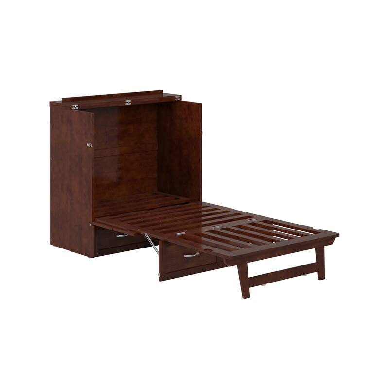 AFI Northfield Murphy Bed Chest with 6" Mattress, Storage Drawer & Built-In Charger