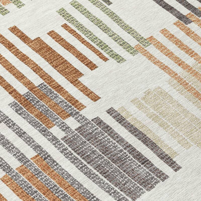 Machine Washable Indoor/ Outdoor Modern Pines Chantille Rug