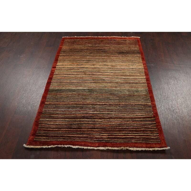Modern Striped Gabbeh Kashkoli Oriental Area Rug Wool Handmade - 3'3" x 4'8"