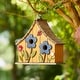 preview thumbnail 12 of 37, Glitzhome 10.5"H Distressed Solid Wood Birdhouse with 3D Flowers - 10.5"