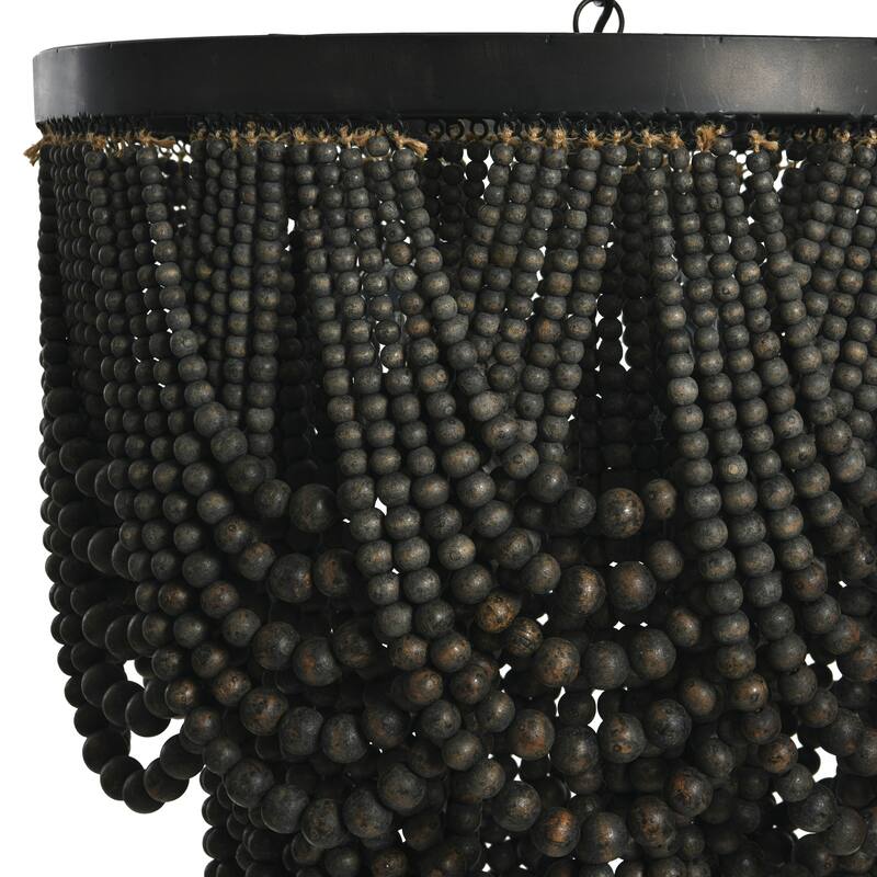 2-Tier Draped Wood Bead Chandelier