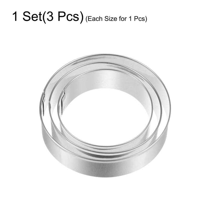 3pcs Cookie Cutters, Round Shaped Stainless Steel Biscuit Cookie Cutter - Silver