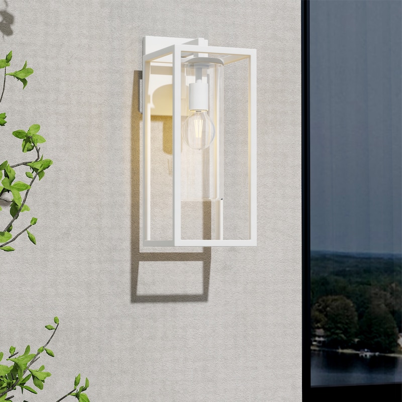 Metal 1-Light Clear Glass Outdoor Wall Sconce Light