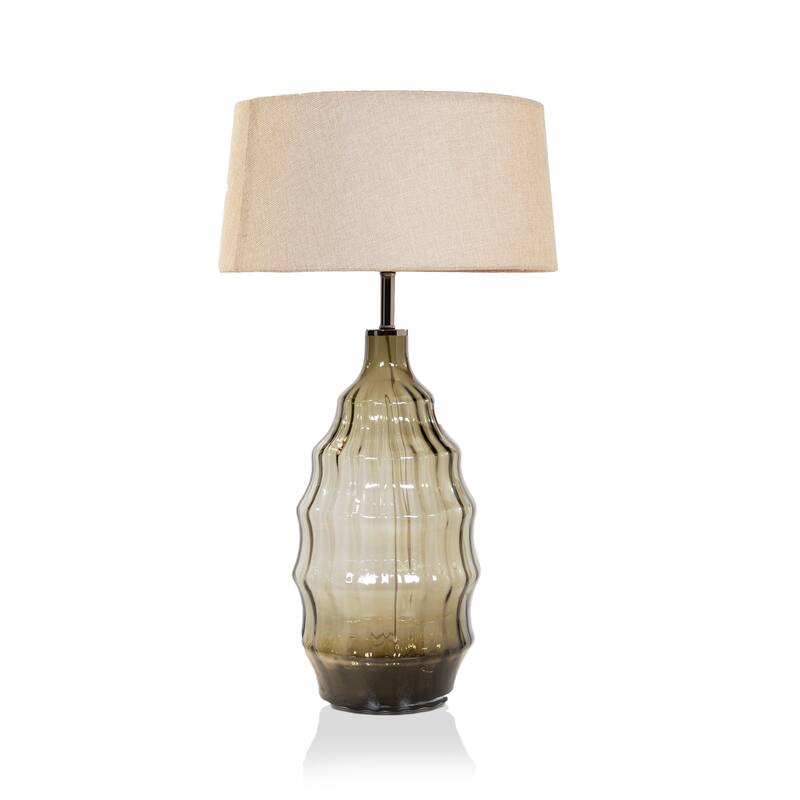 Hermann Contemporary Olive Glass Line Switch Table Lamp by The Curated Nomad