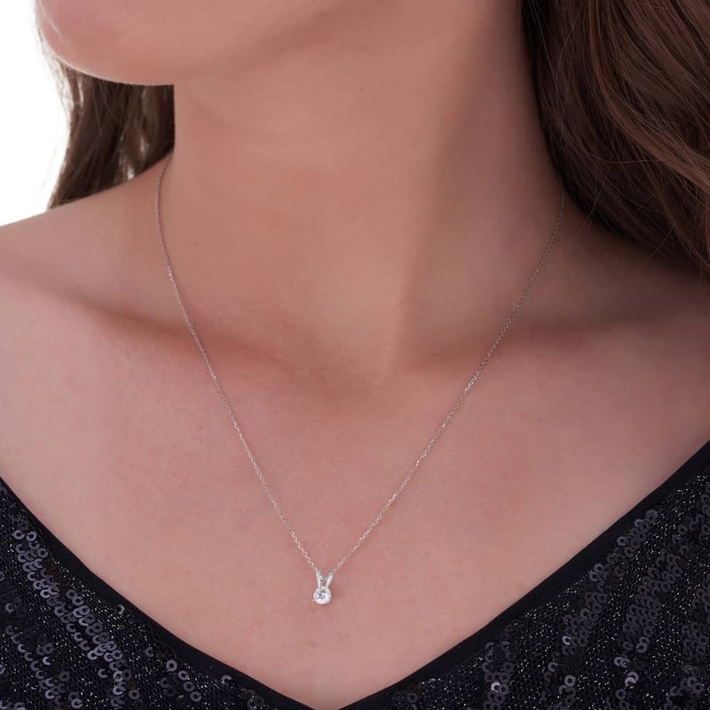 Lab Grown Diamond Solitaire Necklace & Studs Set 5/8 Carat tw White Gold