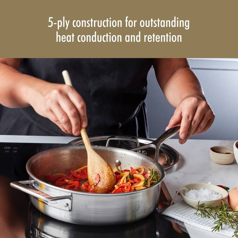 Demeyere Essential 5-ply 3-qt Stainless Steel Saute Pan with Lid