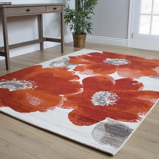 Cabana Red Cream Botanical Rug - Bed Bath & Beyond - 29557520