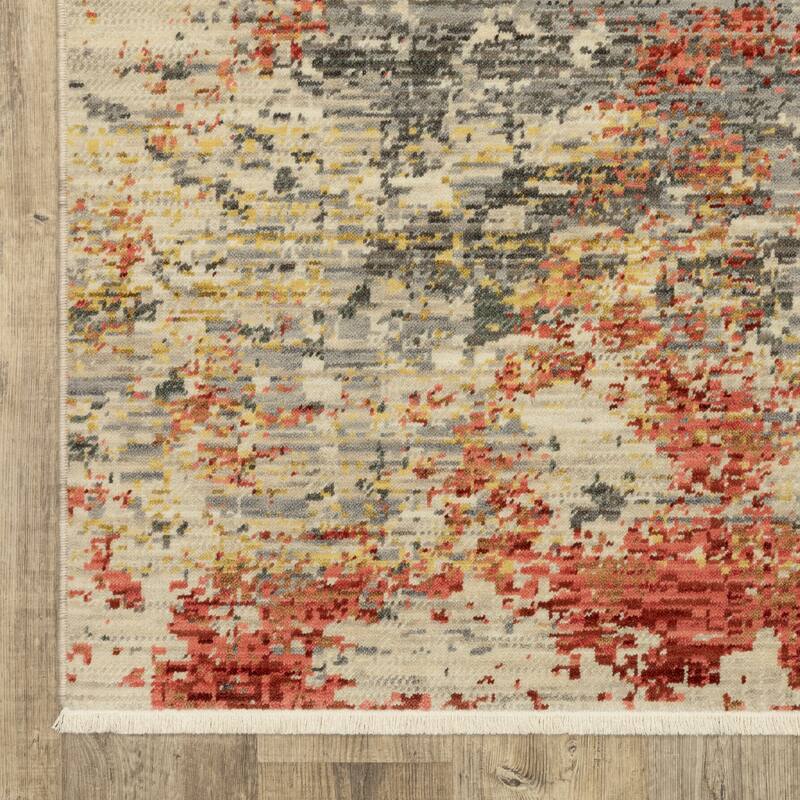 Style Haven Shiloh Pixelated Abstract Beige/Salmon Wool Blend Area Rug