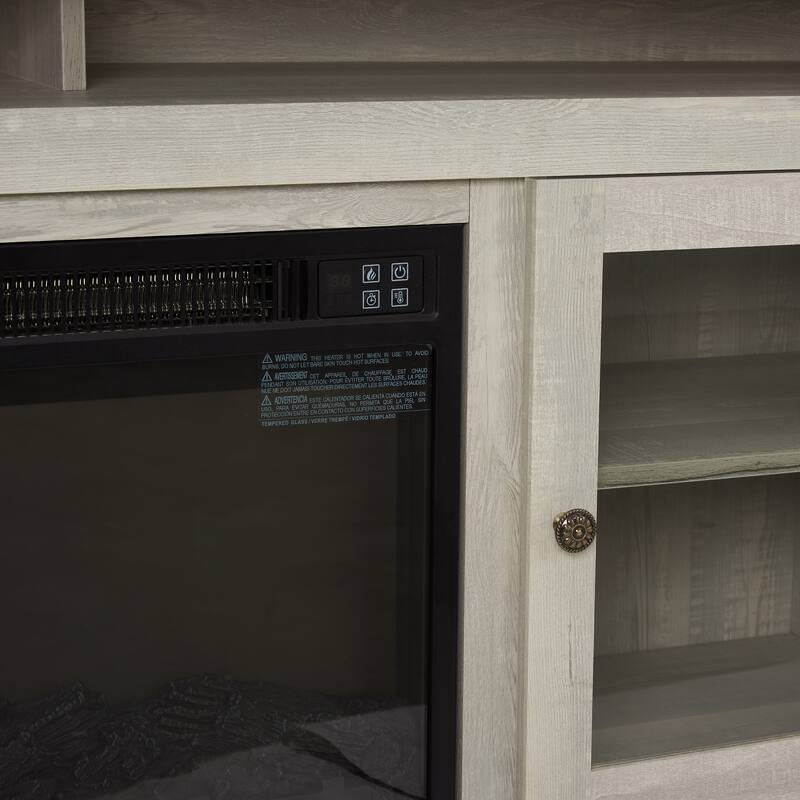 Contemporary TV Media Stand Modern Entertainment Console with 18" Fireplace Insert for TV Up to 65" with Open and Closed Storage