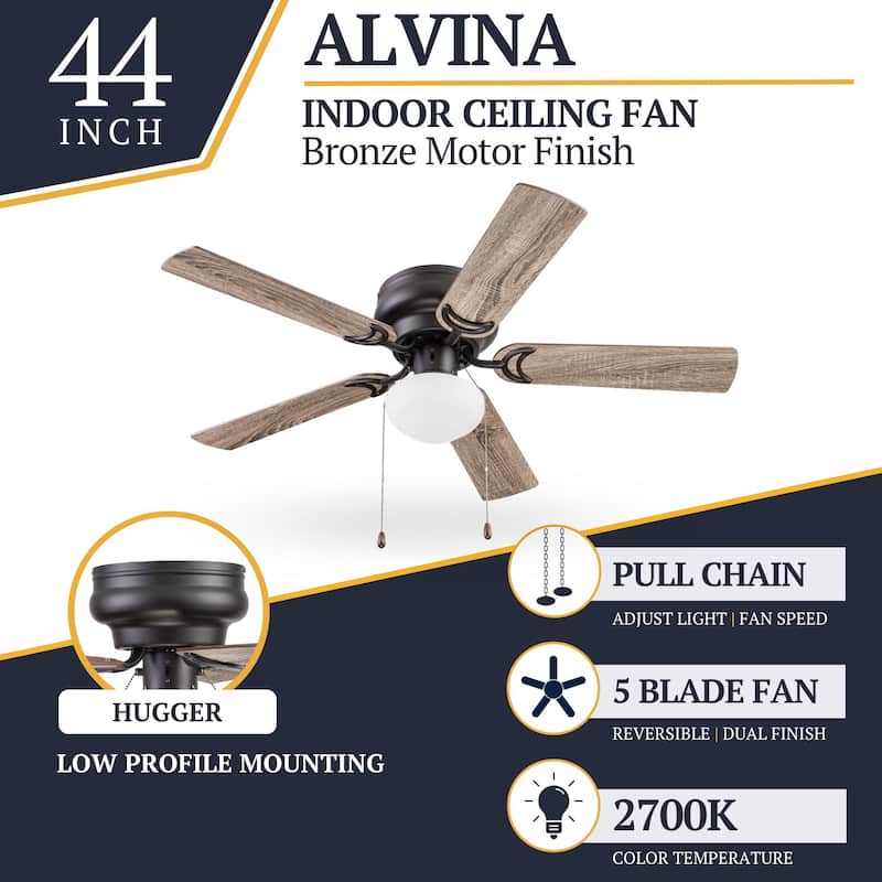 44" Prominence Home Alvina Satin Nickel Traditional Indoor LED Ceiling Fan with Light, Pull Chain