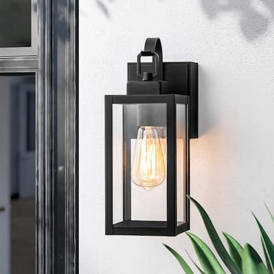 1-Light Modern Industrial Outdoor Wall Light with Glass Shade - 5"W X 12.5"H