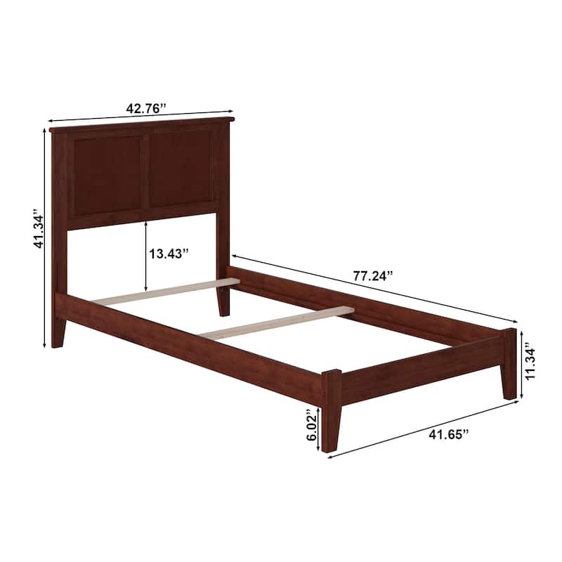 AFI Madison Twin Foundation Bed with Charging Station in Walnut