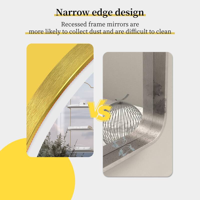 Gold Framed LED Wall Bathroom Vanity Mirror 3 Color Dimmable Anti Fog