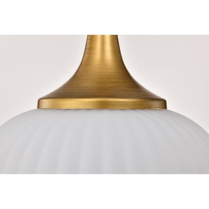 Solara Pendant Natural Brass Finish Frosted Ribbed Glass - Natural Brass