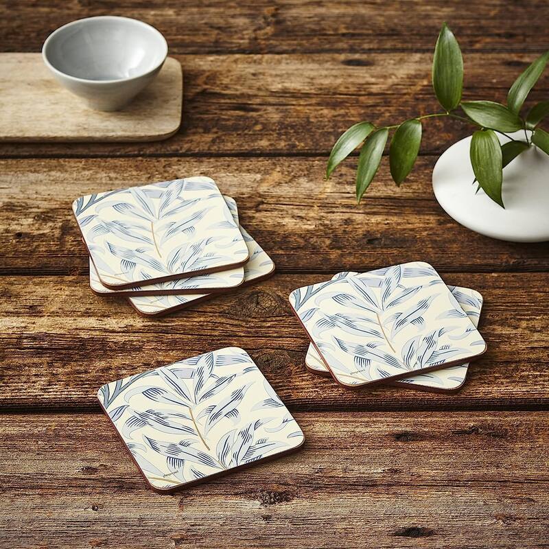 Pimpernel Set of 6 Morris and Co Willow Bough Blue Coasters - 4 Inches Sq.