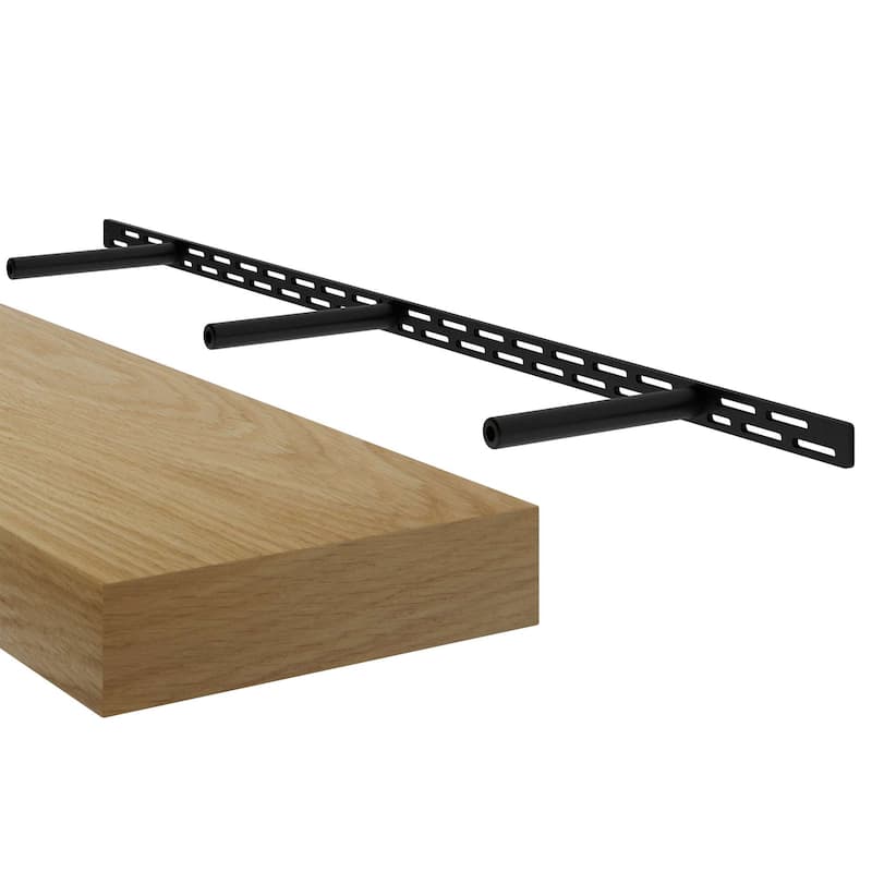 Wallniture OAKEN 48-60 inch Long, 10" Deep, 2.5" thick Floating Shelf with Hidden Bracket, Bookshelf, Farmhouse & Boho Decor