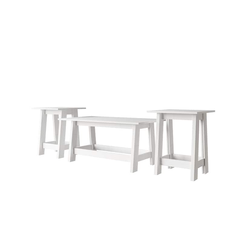 CraftPorch Rustic 2-Pieces End Tables with Coffee Table