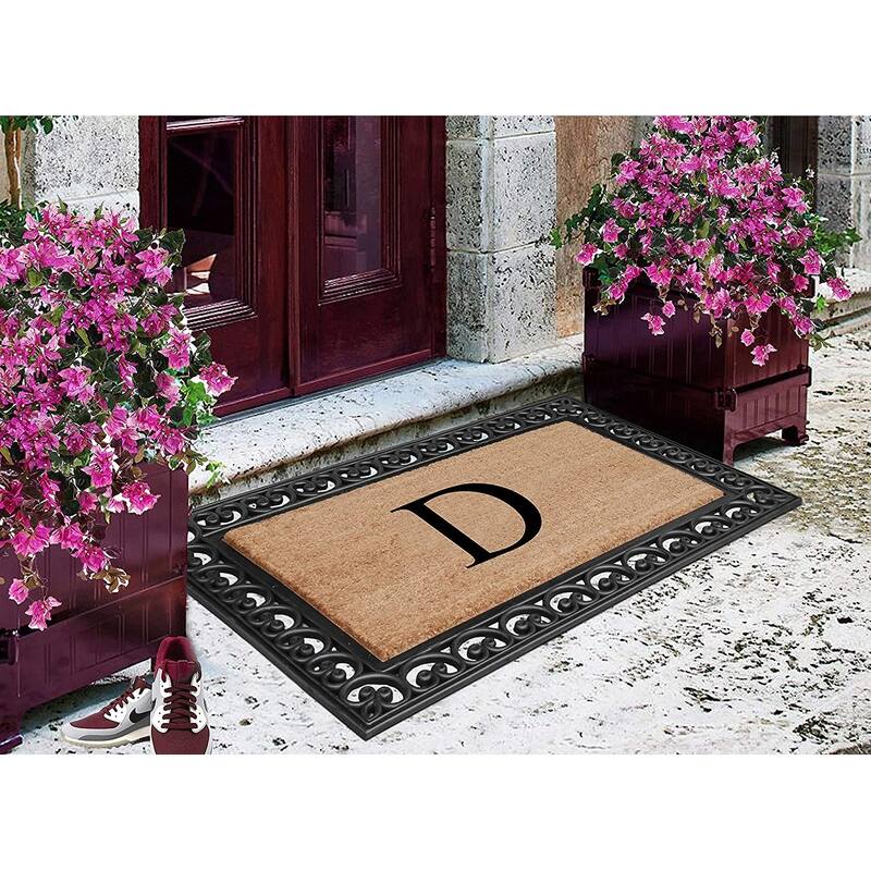 A1HC Natural Rubber and Coir Monogrammed Front Porch Entry Doormat 30"X48"