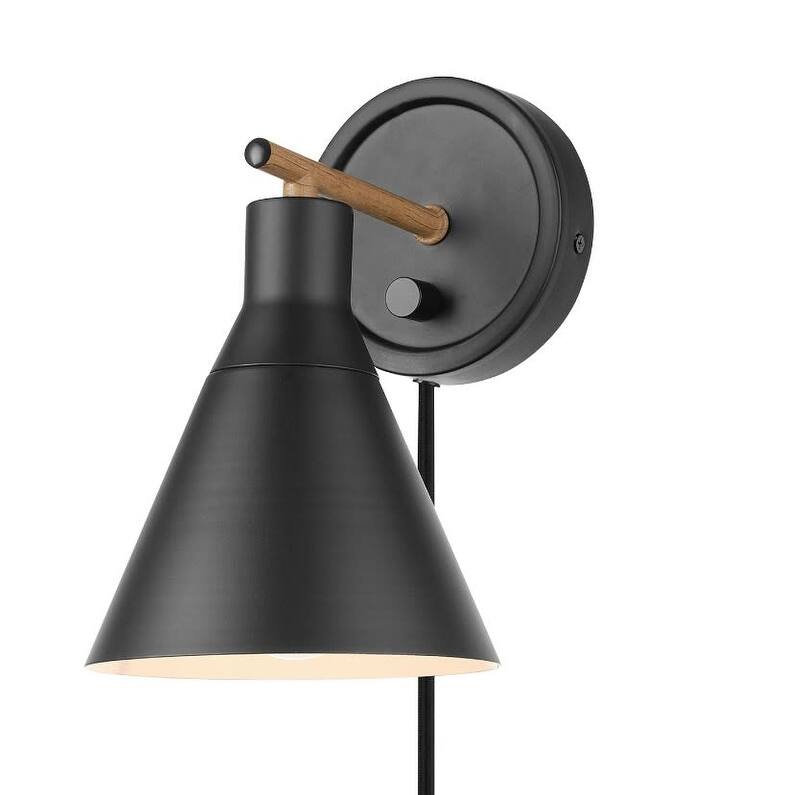 Globe Electric Tristan 10" Tall Wall Sconce with Black Shade - Matte Black