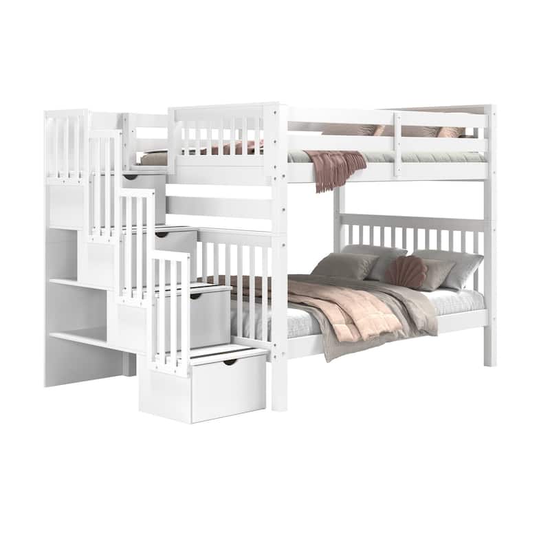 Taylor & Olive Trillium Full over Full Stairway Bunk Bed
