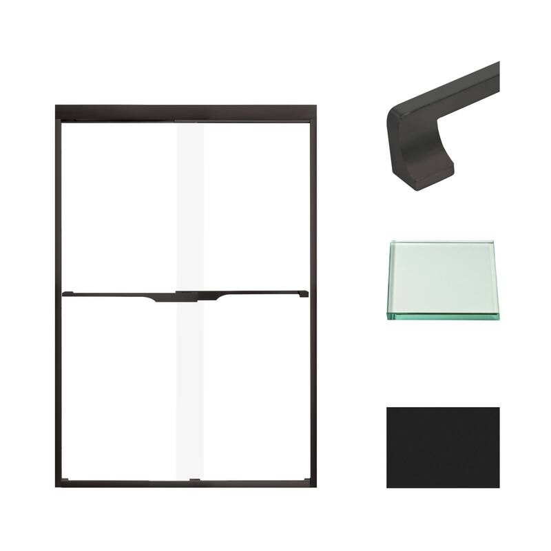 Transolid FBPT487008C-J 70" High x 47" Wide Bypass Frameless Shower - Matte Black