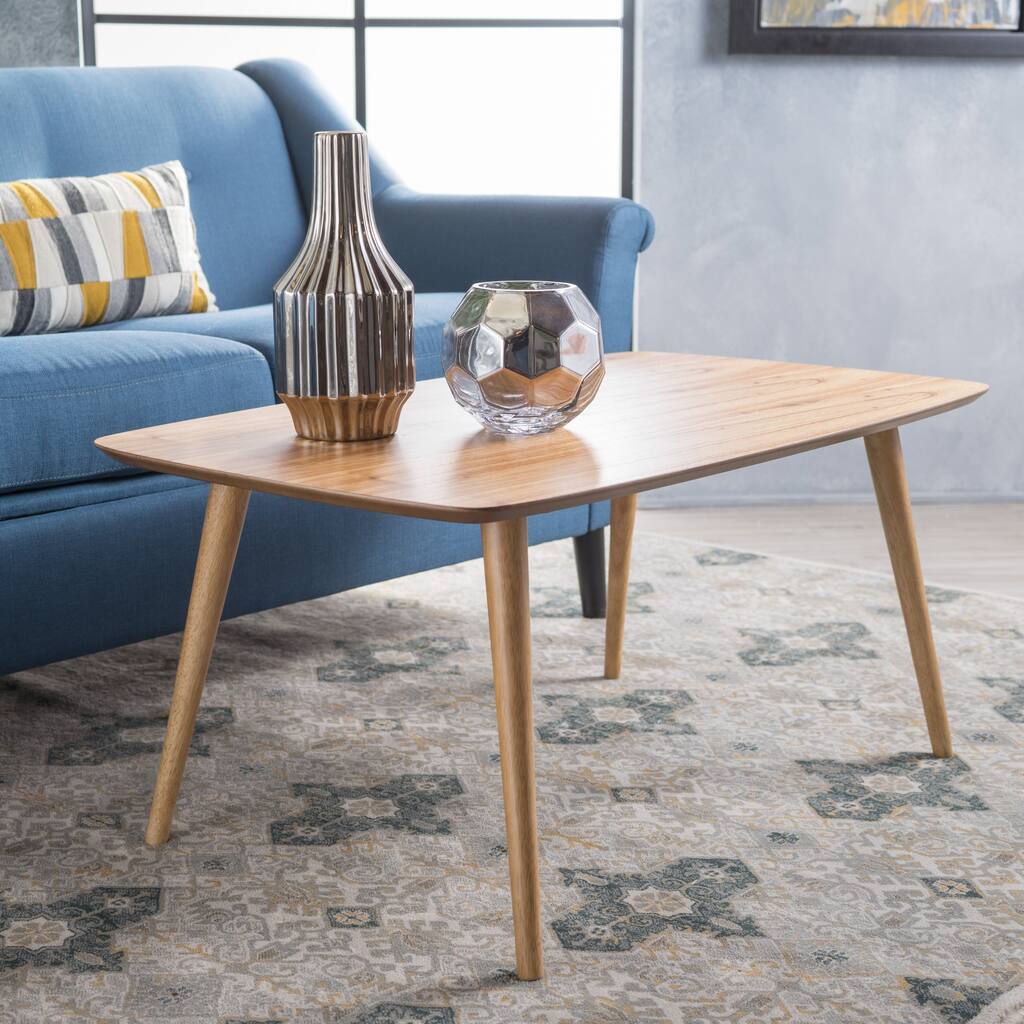 Mid-century Coffee Table, Rubber Wood Material, Suitable for Living Room, Office, and Dining Room