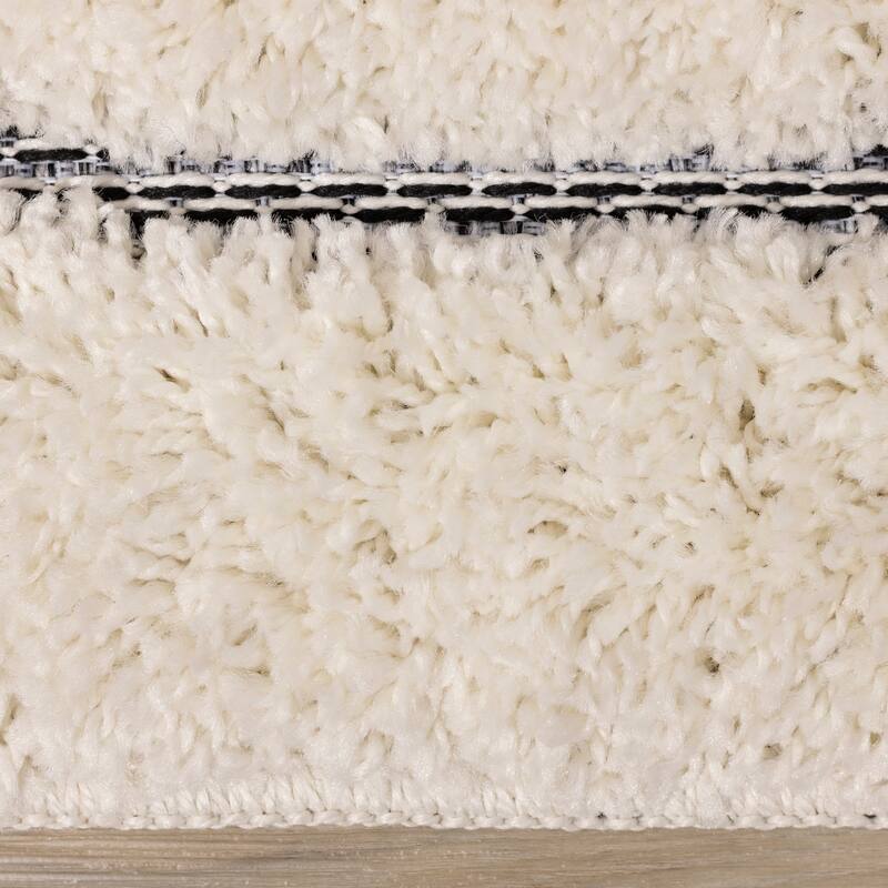 Napa Collection - Cream Abstract Lines Shag Rug