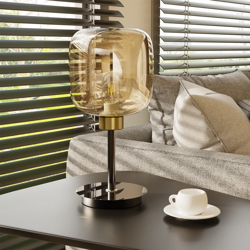 Bedside Table Lamp for Bedroom Glass Shade Bedside Lamps