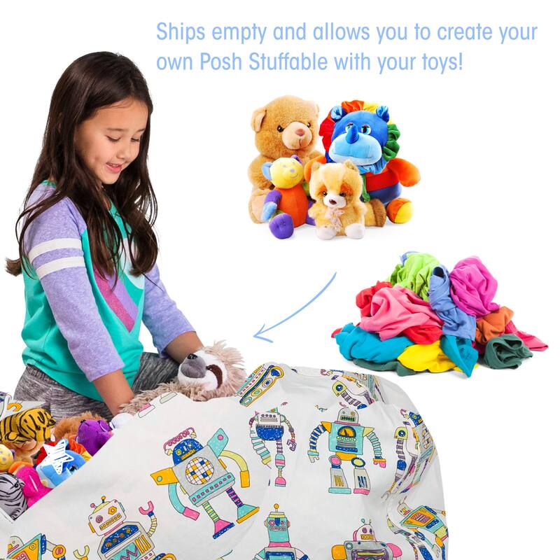 Kids Bean Bag Chair Cover Stuffed Animal Storage or Toy Organizer