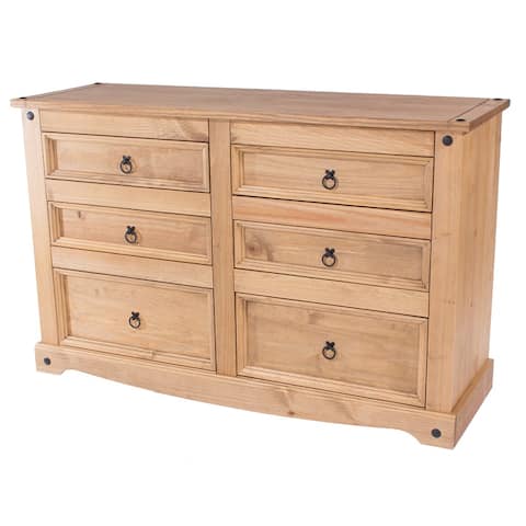 Wood Dresser 3+3 Drawers Chest Corona Collection Furniture Dash