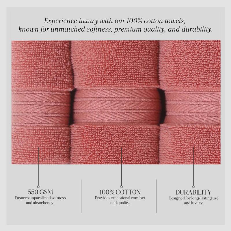 Home Weavers Elegance Essentials 550GSM Cotton Zero Twist Super Absorbent Bath Towel Set of 8