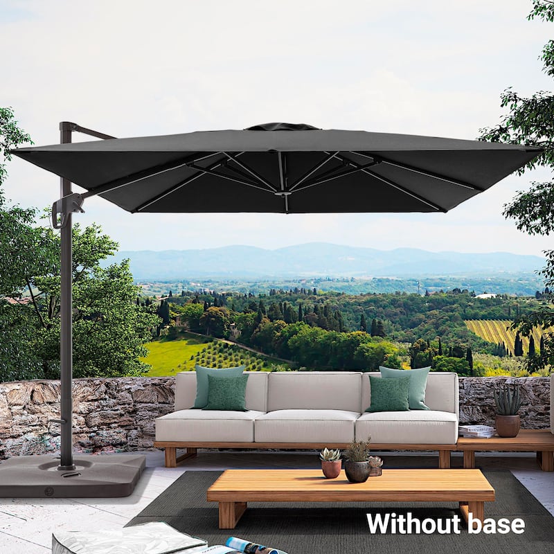 LIVOOSUN 10x10ft Cantilever Patio Offset Hanging Umbrellas - Black