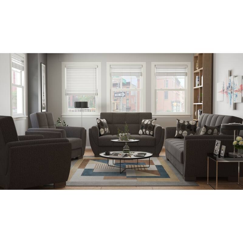 Collection Upholstered Convertible Loveseat With Storage