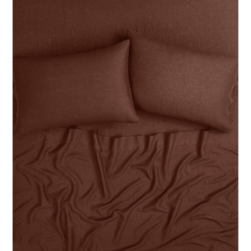 Brooklyn Loom 100% Natural Flax Linen 4-Piece Bed Sheet Set