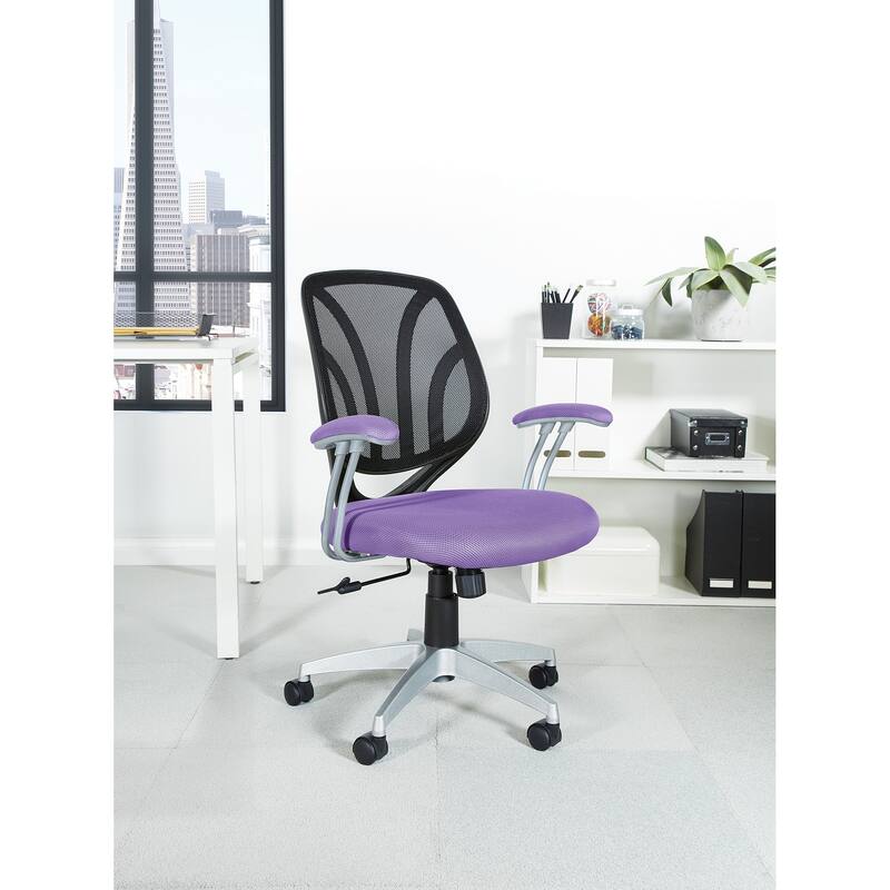 Screen Office Chair with Silver Arms and Base - Purple