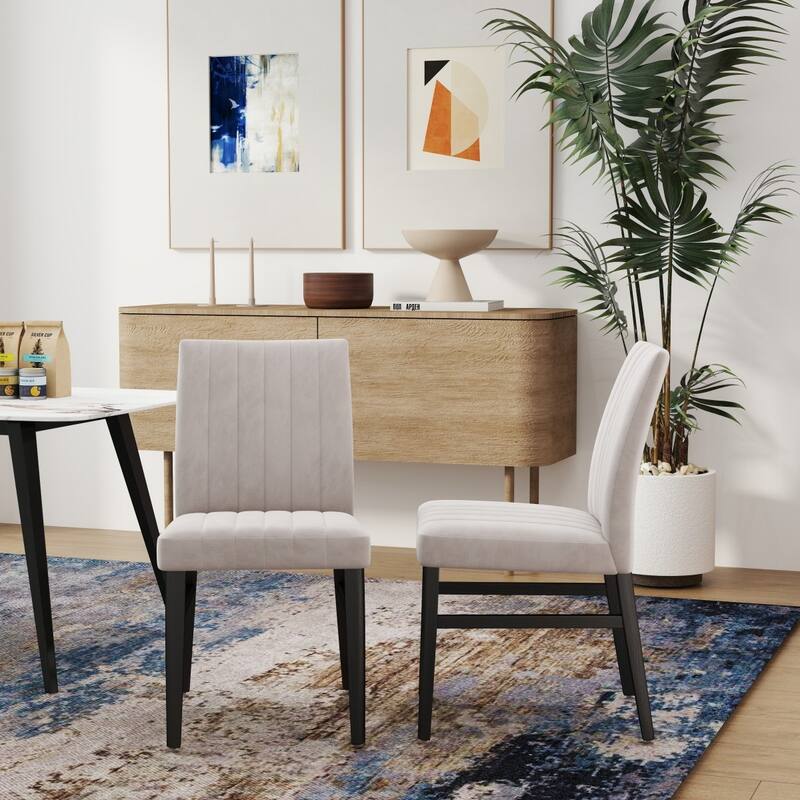 Contemporary Upholstered Dining Chairs, Set of 2