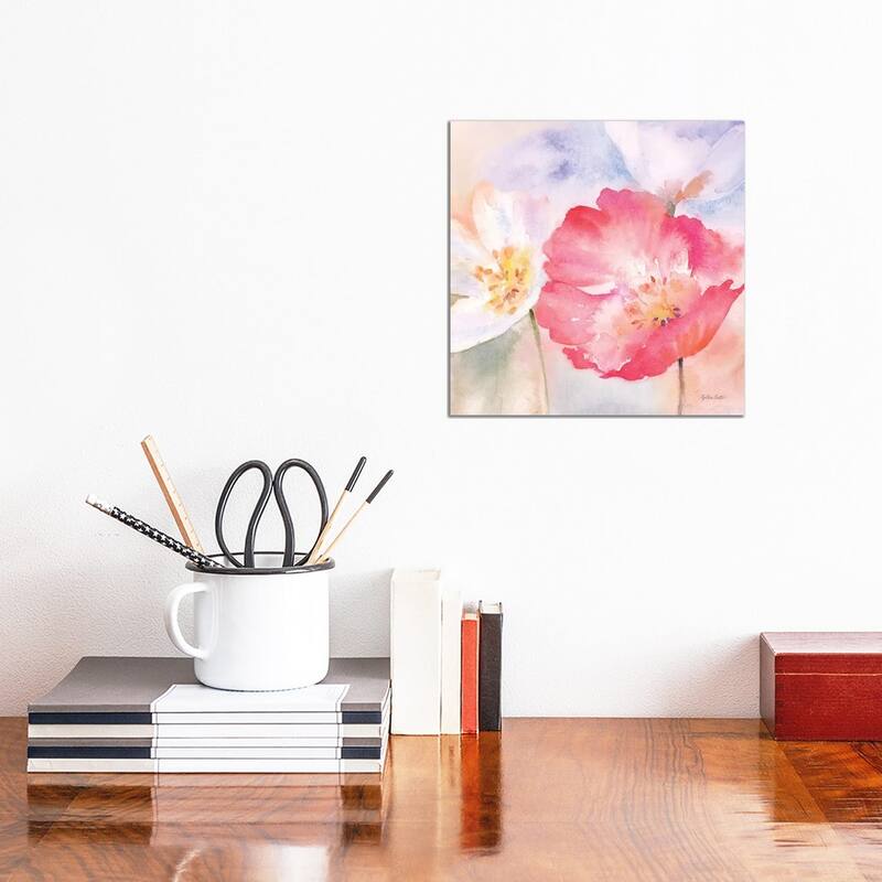 iCanvas "Watercolor Poppy Meadow Pastel II" by Cynthia Coulter Canvas Print - 12x12x0.75