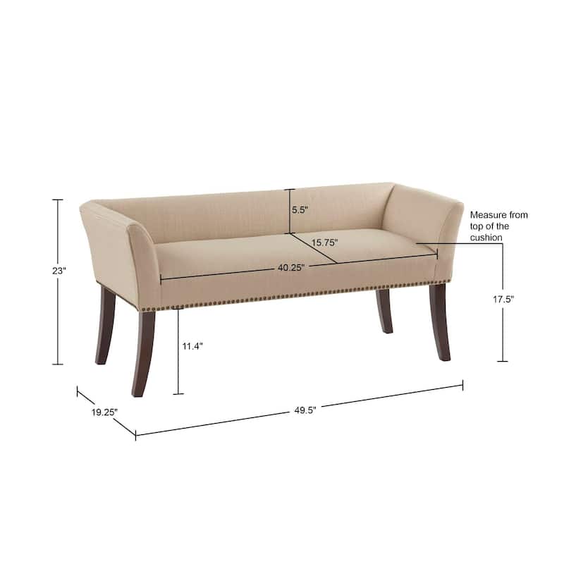 Madison Park Welburn 49.5" Upholstered Bench with Back & Wood Legs