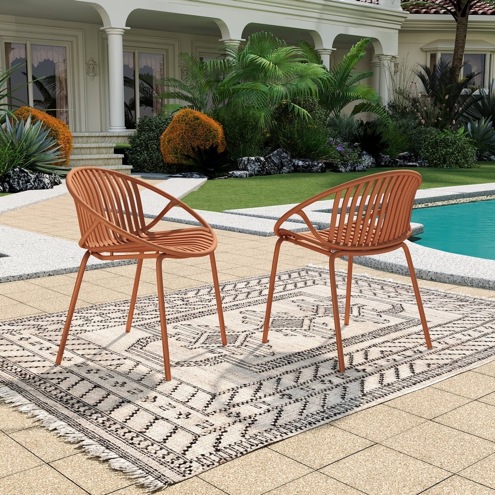 Christopher Knight Home - Emma Patio Outdoor Contemporary Plastic Stackable Dining Chairs
