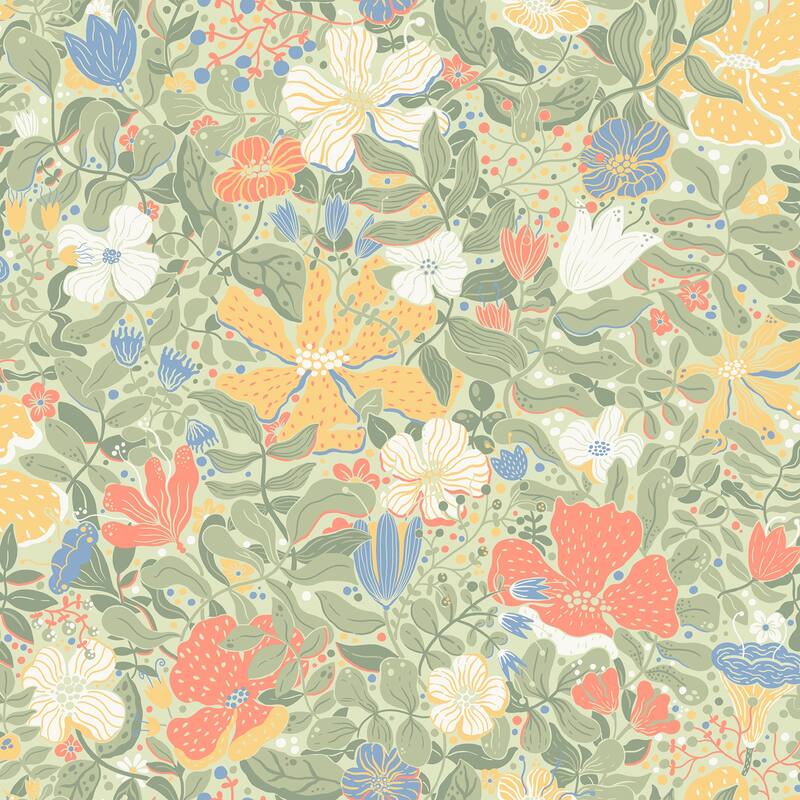 A-Street Prints Midsommar Sage Floral Medley Wallpaper
