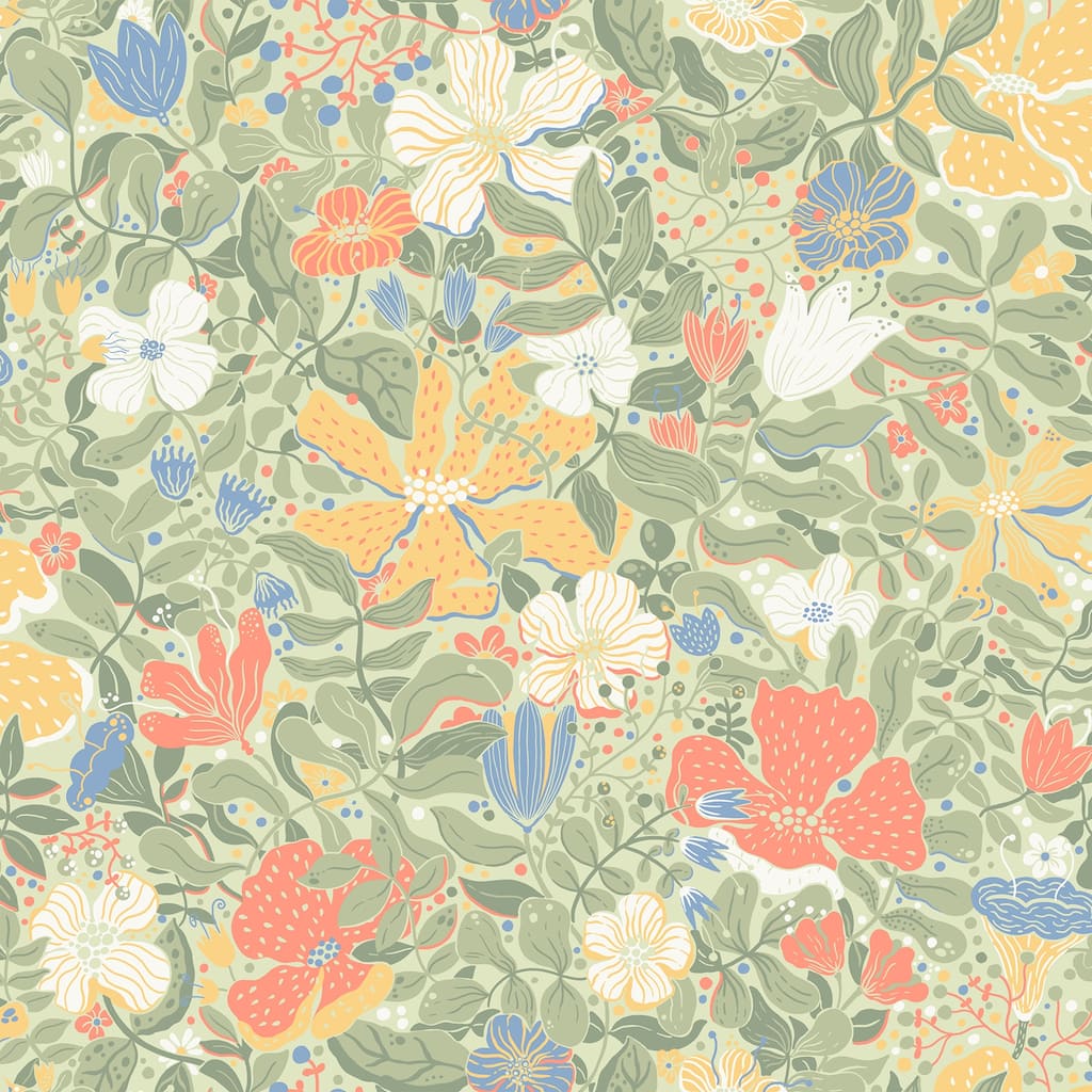 A-Street Prints Midsommar Sage Floral Medley Wallpaper